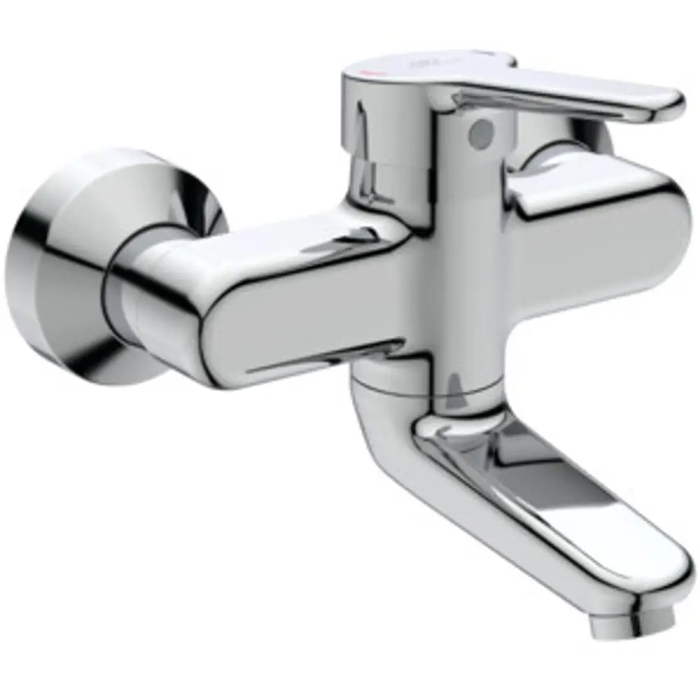 Wandarmatur in Chrom mit einem ergonomischen Griff. Geeignet für den Einsatz in Badezimmern, hergestellt von Ideal Standard.